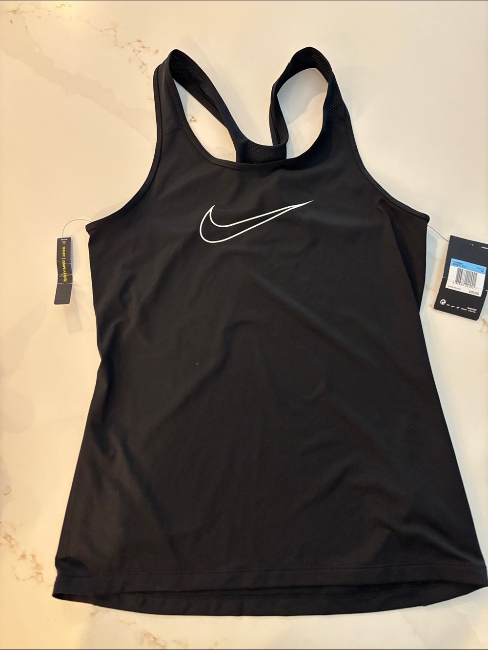 Nike Black Racerback Tank with White Swoosh - Women’s Athletic Top